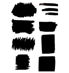 Ink Brush Stroke Black Set Grunge Isolated