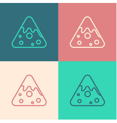 Pop Art Line Nachos Icon Isolated On Color