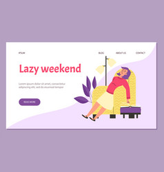 Lazy Weekend Website With Woman Sleeping