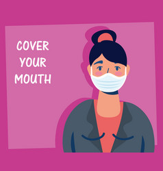 Woman Using Face Mask With Cover Your Mouth