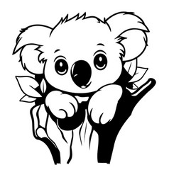 Cute Koala On A Tree Trunk Cartoon