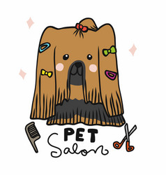 Pet Salon Beauty Long Hair Shih Tzu Dog Cartoon