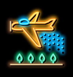 Plane Spraying Neon Glow Icon