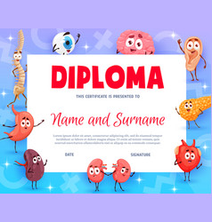 Kids Diploma Certificate Of Doctor Cartoon Organs