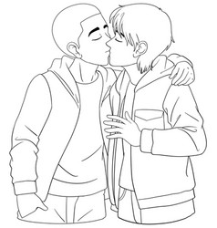 Gay Couple Doodle Outline