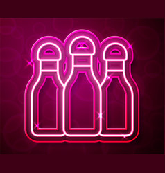 Glowing Neon Line Bowling Pin Icon Isolated On Red