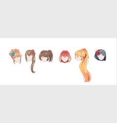 Anime Manag Hairstyles Wigs Isolated Hair Set