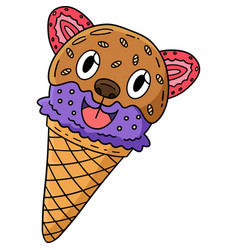 Ice Cream Bear Cartoon Colored Clipart