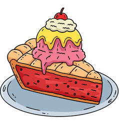 Ice Cream On Pie Cartoon Colored Clipart