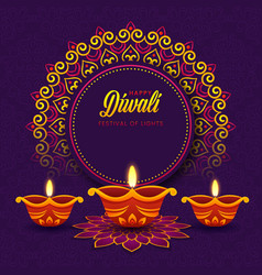 Indian Festival Happy Diwali With Diya