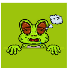 Sleep Face Expression With Frog Cartoon