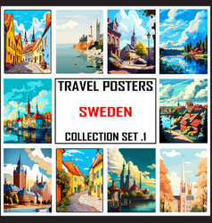 Sweden Travel Poster Wall Art Print Wpa Set 1