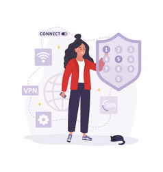 Vpn Connection Woman Using Virtual Private