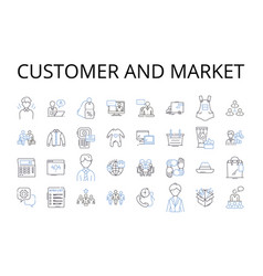 Customer And Market Line Icons Collection