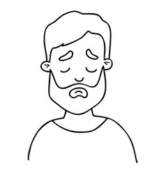 Male Face Portrait Of Sad Bearded Man Outline