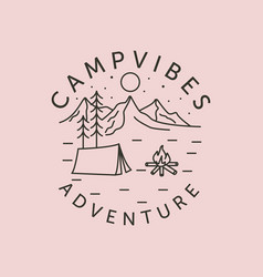 Adventure Camp Vibes Line Art Logo Symbol Design