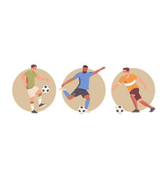 Football Player Cartoon Characters With Ball Icon