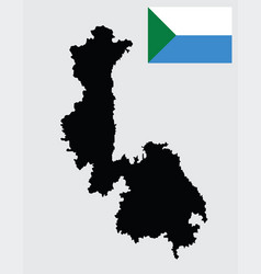 Khabarovsk Krai Map And Flag Silhouette