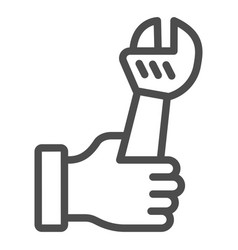 Large Wrench In Hand Line Icon Labour Day Concept