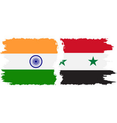 Syria And India Grunge Flags Connection