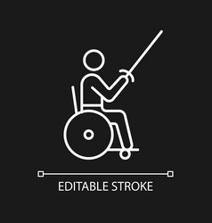 Wheelchair Fencing White Linear Icon For Dark