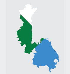 Khabarovsk Krai Map And Flag Silhouette