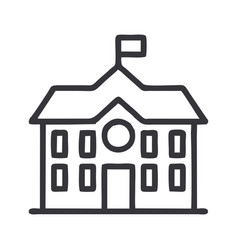 School Building Icon Is White Outline