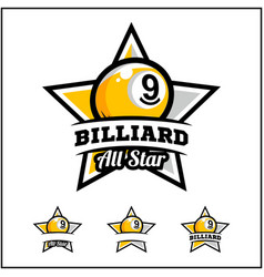 Billiard 9 Ball All Star Badge Logo