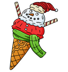 Ice Cream Snowman Cone Cartoon Colored Clipart