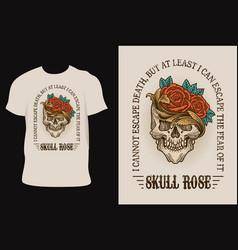 Vintage Skull With Rose Flower On T Shirt Mockup