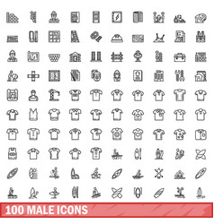 100 Male Icons Set Outline Style