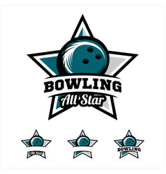 Bowling Ball All Star Badge Logo