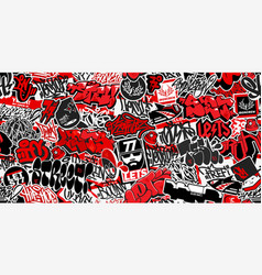 Red Seamless Colorful Urban Graffiti Style Sticker