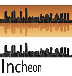 Incheon Skyline In Orange Background