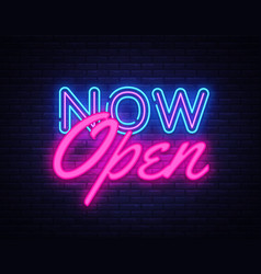 Now Open Neon Text Design Template