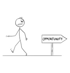 Person Walking Wrong Way To Opportunity Cartoon