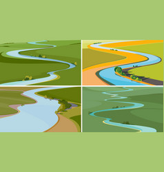 Webset Of Landscapes With River View From Above