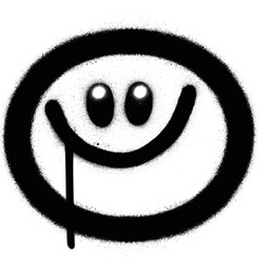 Graffiti Smiling Emoji In Black Over White