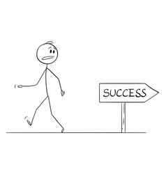 Person Walking Wrong Way To Success Cartoon Stick