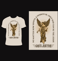 Hand Drawn Justice Angel Woman On T Shirt Mockup