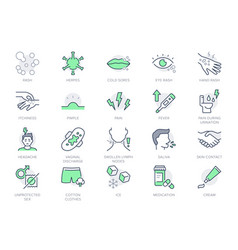 Herpes Symptoms Line Icons