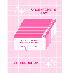 Poster For Valentines Day In Trendy Retro Style