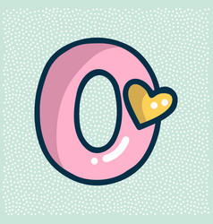 Unicorn Font Pink Number 0 With Heart