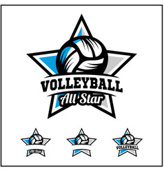 Volleyball Ball All Star Badge Logo