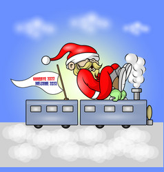 A Santa Is Riding A Train To Welcome The New Year