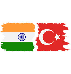 Turkey And India Grunge Flags Connection