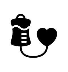 Blood Donation Bag With Heart Silhouette Icon