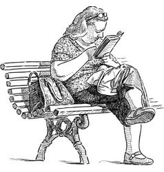 Woman Reads On A Park Bench