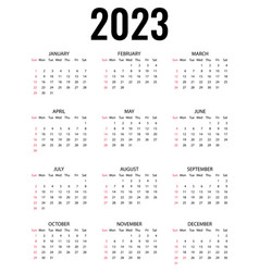 Calendar For Year 2023 The Week Starts On Sunday