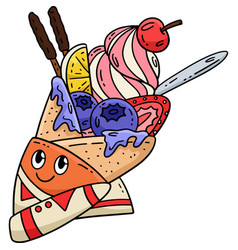 Ice Cream Crepe Cartoon Colored Clipart